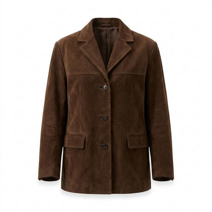 Gentleman Code - Vemur | Einreihige Langärmlige Wildleder-Jacke Damen