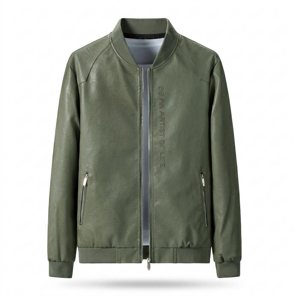 Gentleman Code - Devut | Reißverschluss Gefütterte Lederjacke Herren