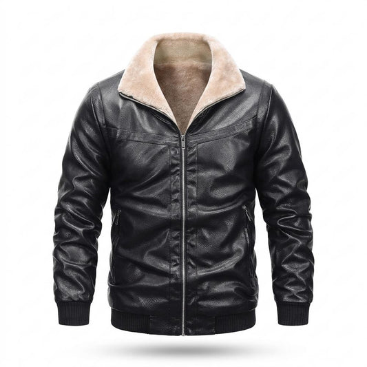Nobleman Code - Sosam | Gefütterte Gekrispelte Lederjacke Herren