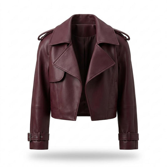 Nobleman Code - Yewel | Weit Geschnittene Breit-Kragige Lederjacke Damen