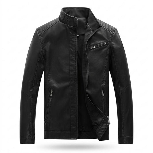Nobleman Code - Mibat | Gefüttert Hochgeschlossen Lederjacke Herren