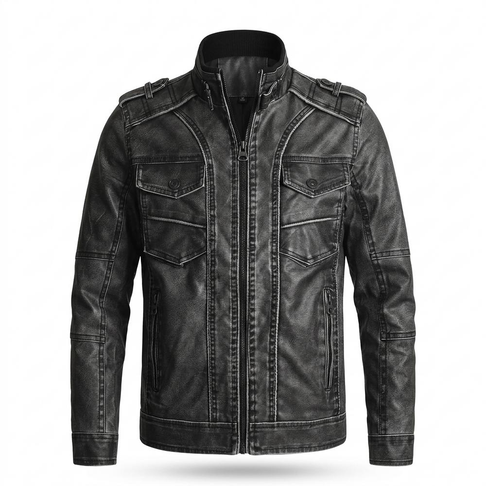 Gentleman Code - Zemer | Gesteppt Gewaschen Lederjacke Herren