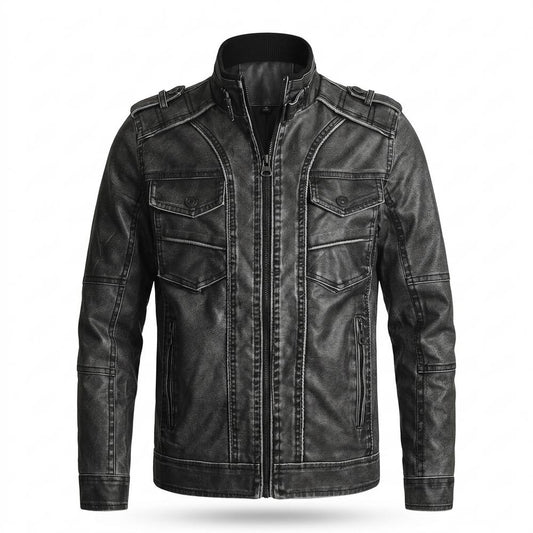Nobleman Code - Zemer | Gesteppt Gewaschen Lederjacke Herren