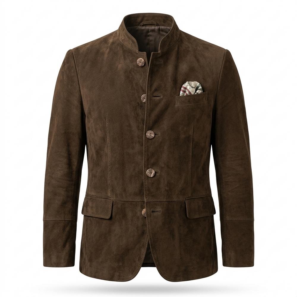 Nobleman Code - Tetom | Einreihig Aufgeraut Wildleder-Jacke Herren
