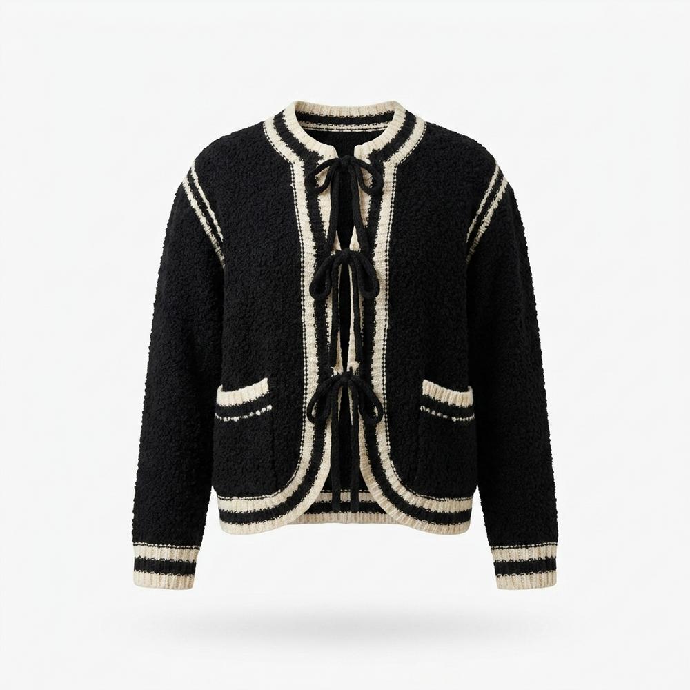 Gentleman Code - Linun | Strukturierte Kontrastierende Strickjacke Damen