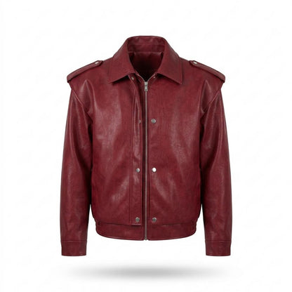 Gentleman Code - Cower | Glatte Geknöpfte Lederjacke Herren