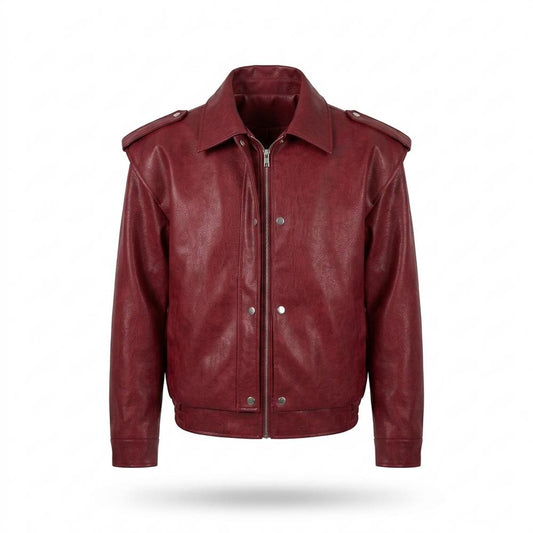 Gentleman Code - Cower | Glatte Geknöpfte Lederjacke Herren