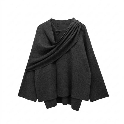 Nobleman Code - Lelur | Asymmetrischer Drapierter Mantel Damen