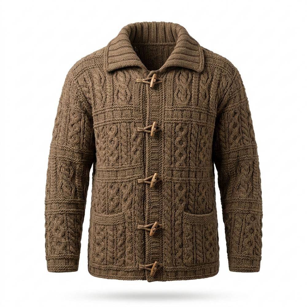 Gentleman Code - Tamun | Grobgestrickt Strukturiert Strickjacke Herren