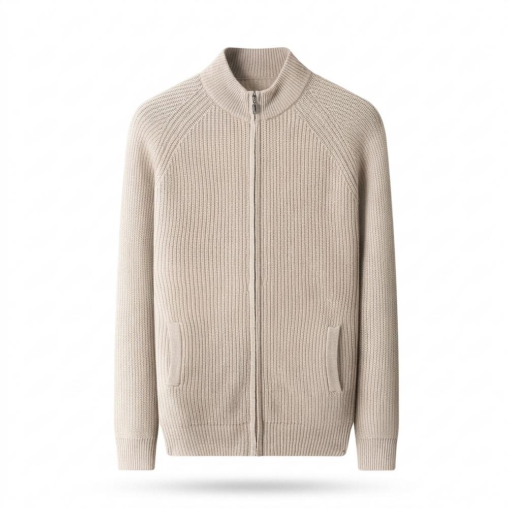 Gentleman Code - Aefed | Gerippte Reißverschluss Strickjacke Herren