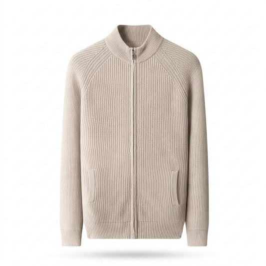 Gentleman Code - Aefed | Gerippte Reißverschluss Strickjacke Herren