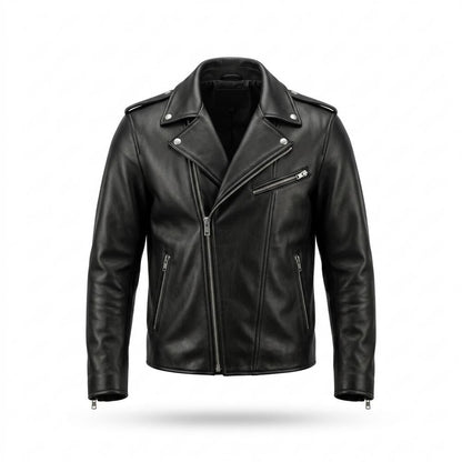 Gentleman Code - Lifok | Asymmetrisch Geknöpft Lederjacke Herren