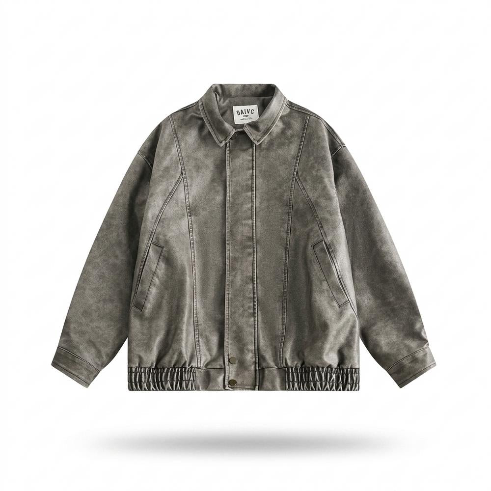 Gentleman Code - Torek | Verwaschen Kastig Lederjacke Unisex