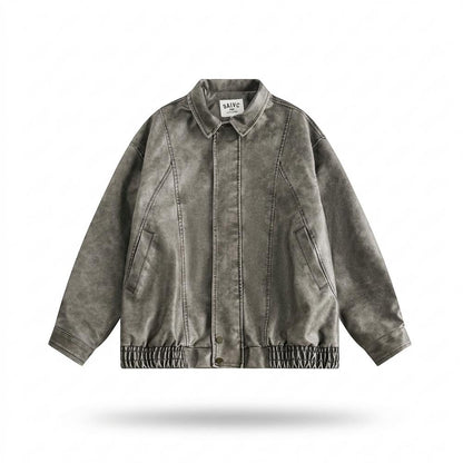 Gentleman Code - Torek | Verwaschen Kastig Lederjacke Unisex