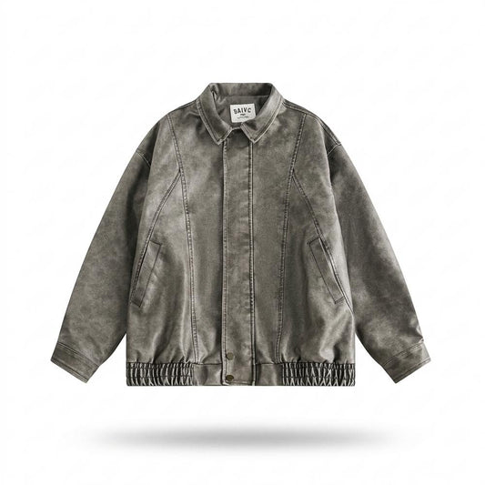 Nobleman Code - Torek | Verwaschen Kastig Lederjacke Unisex