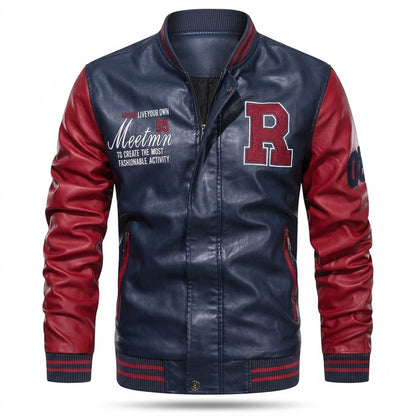 Gentleman Code - Sufar | Zweifarbige Bestickte Lederjacke Herren