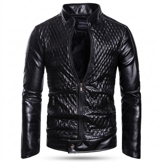 Nobleman Code - Sagam | Gesteppt Tailliert Lederjacke Herren