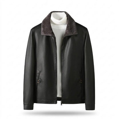 Gentleman Code - Cozun | Gefüttert Strukturiert Lederjacke Herren