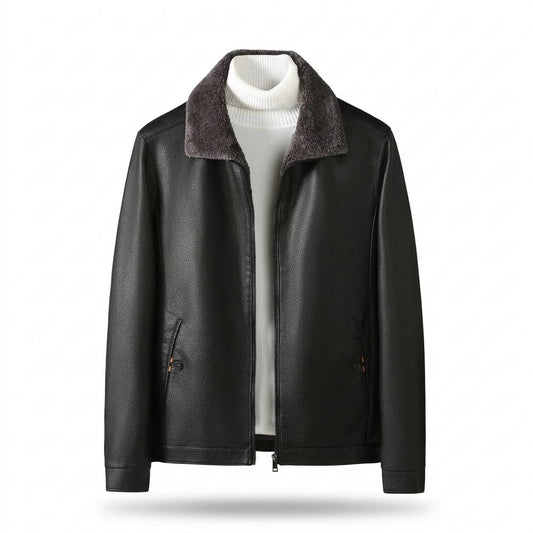 Gentleman Code - Cozun | Gefüttert Strukturiert Lederjacke Herren