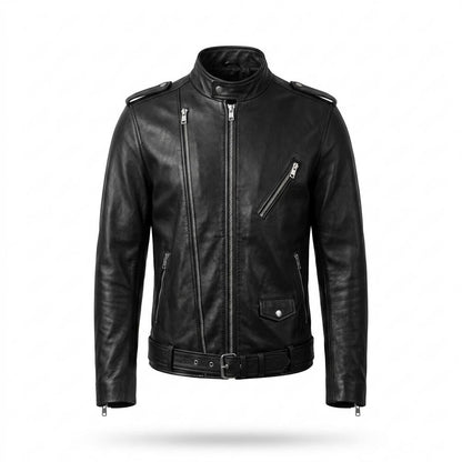 Gentleman Code - Lamon | Asymmetrisch Gegürtet Lederjacke Herren