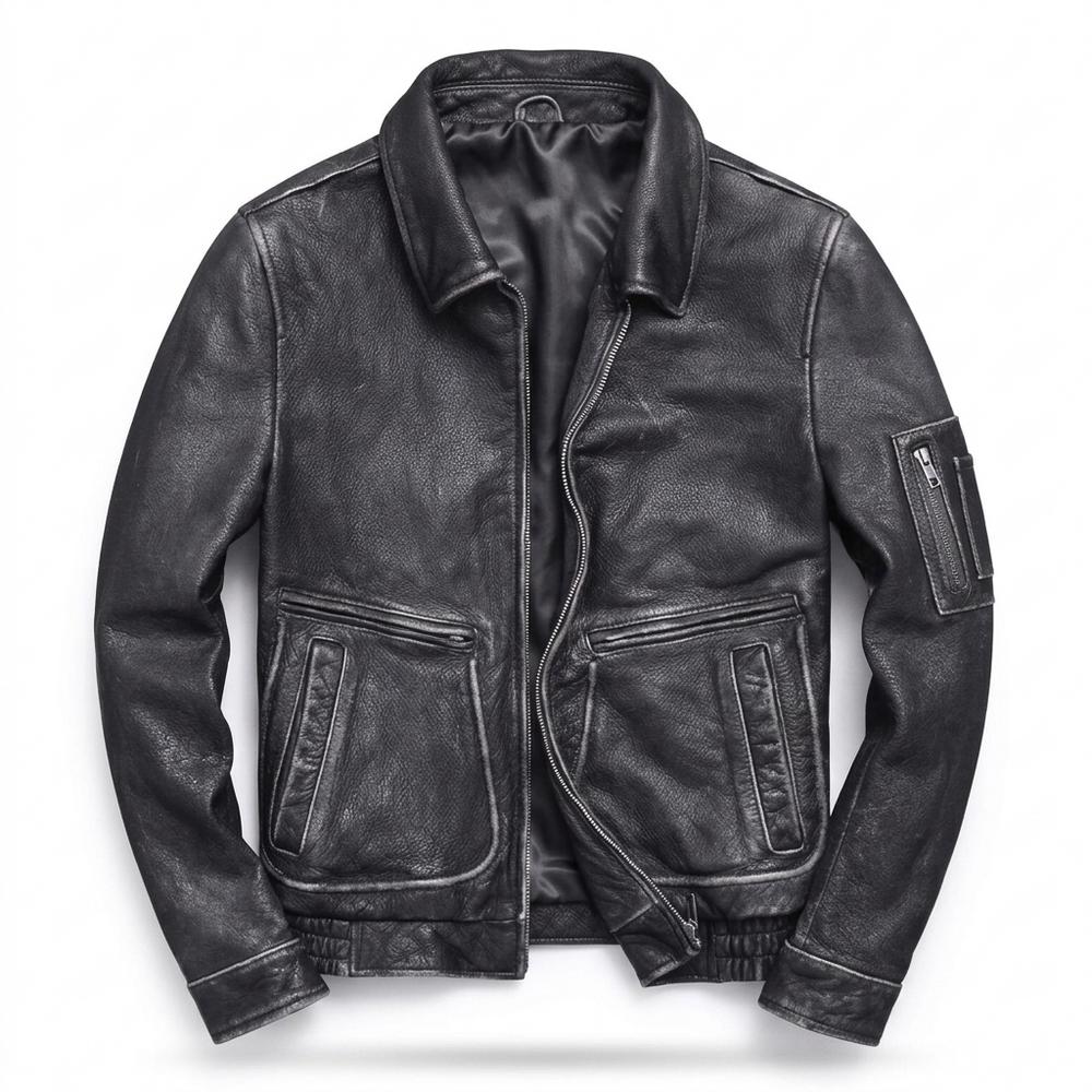 Gentleman Code - Kavan | Gekörnt Gefüttert Lederjacke Herren