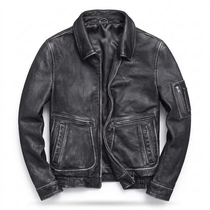 Gentleman Code - Kavan | Gekörnt Gefüttert Lederjacke Herren