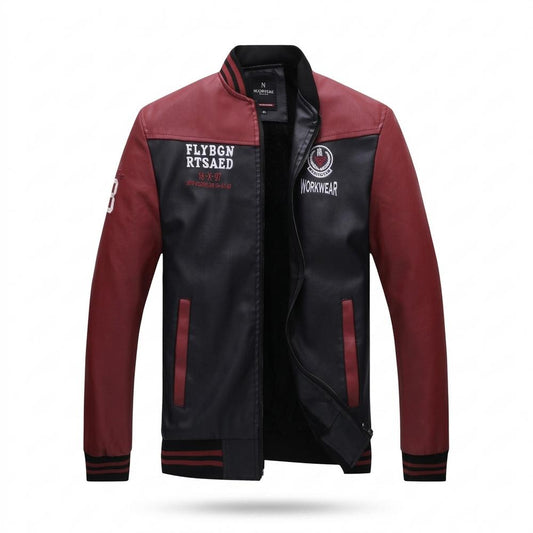 Nobleman Code - Norav | Zweifarbige Gerippte Lederjacke Herren