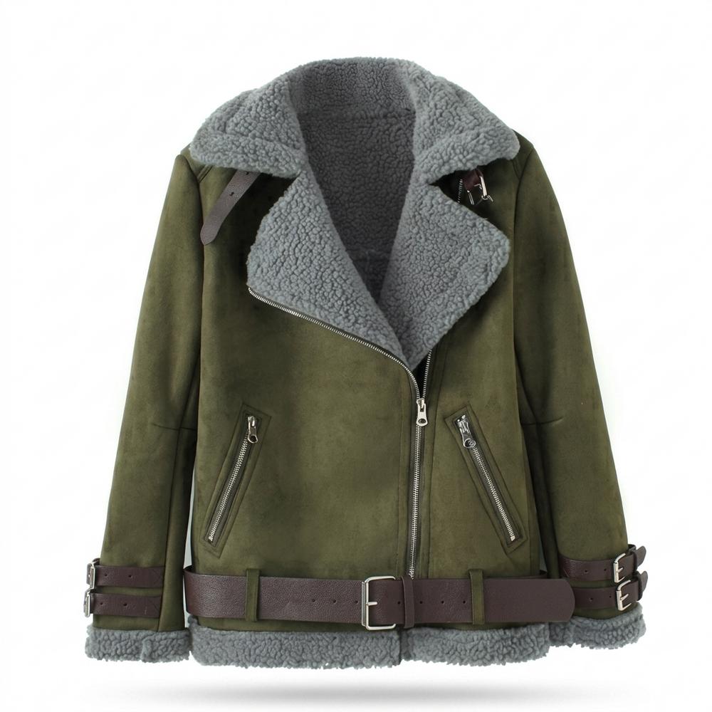 Gentleman Code - Dulom | Gefüttert Asymmetrisch Wildleder-Jacke Damen