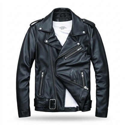 Nobleman Code - Renun | Asymmetrisch Gegürtelt Lederjacke Herren