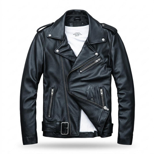 Nobleman Code - Renun | Asymmetrisch Gegürtelt Lederjacke Herren