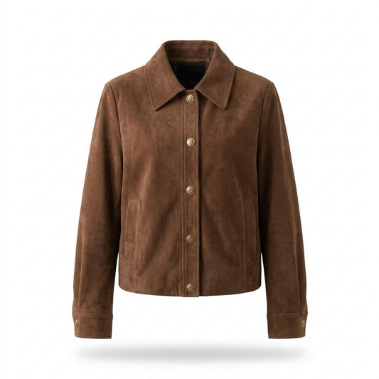 Gentleman Code - Kokek | Langärmelige Geknöpfte Wildleder-Jacke Damen