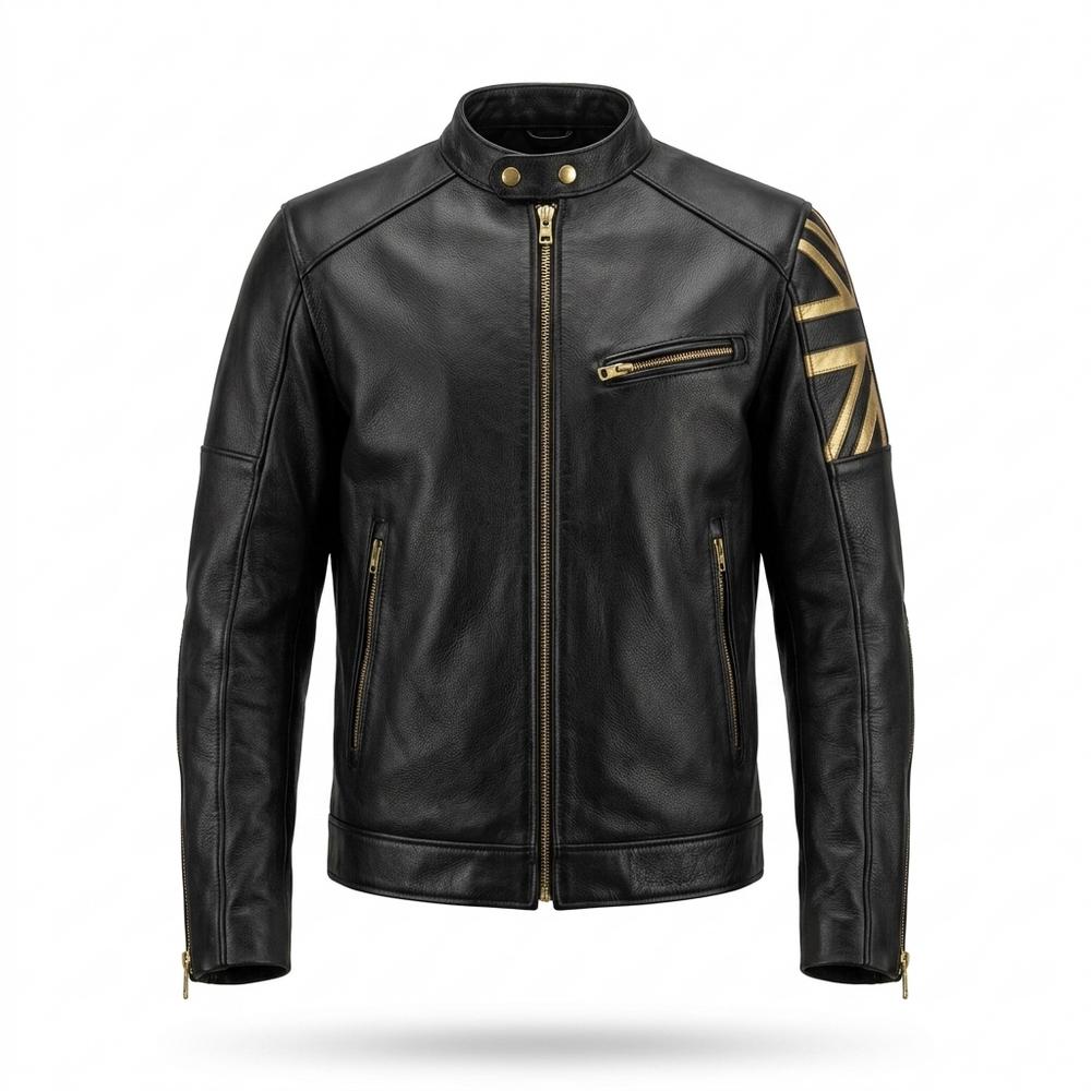Gentleman Code - Neron | Körperbetonte Verzierte Lederjacke Herren