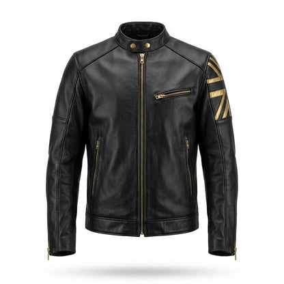 Gentleman Code - Neron | Körperbetonte Verzierte Lederjacke Herren