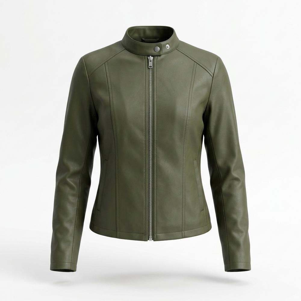 Gentleman Code - Denid | Tailliert Unifarben Lederjacke Damen
