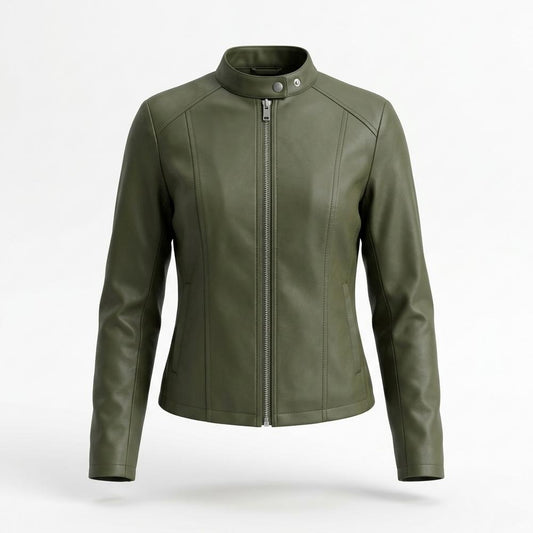 Gentleman Code - Denid | Tailliert Unifarben Lederjacke Damen
