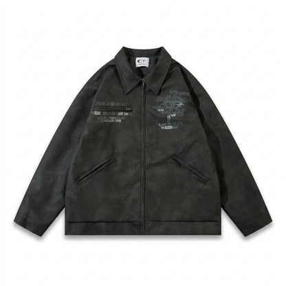 Gentleman Code - Linus | Bestickte Strukturierte Lederjacke Unisex