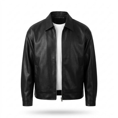 Gentleman Code - Euvak | Reißverschluss Glatt Lederjacke Herren