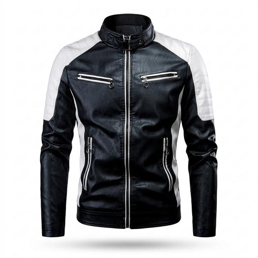 Nobleman Code - Zalen | Zweifarbig Tailliert Lederjacke Herren