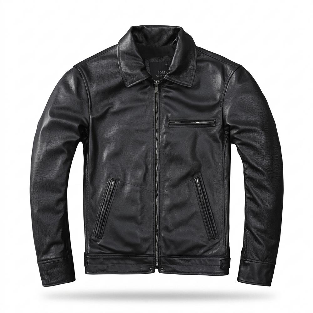 Gentleman Code - Aovur | Reißverschluss Gefütterte Lederjacke Herren
