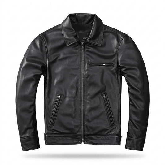 Gentleman Code - Aovur | Reißverschluss Gefütterte Lederjacke Herren
