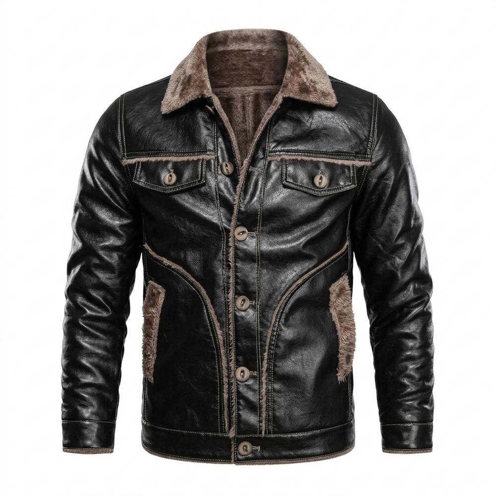Gentleman Code - Velan | Gefüttert Geknöpft Lederjacke Herren