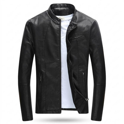 Gentleman Code - Aesis | Taillierte Kurzkragige Lederjacke Herren
