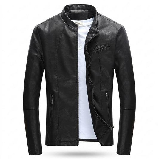 Gentleman Code - Aesis | Taillierte Kurzkragige Lederjacke Herren