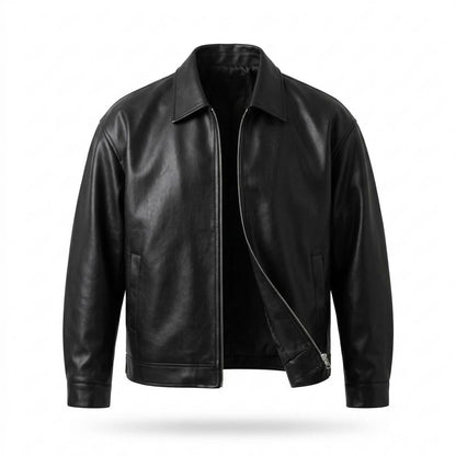 Gentleman Code - Dekel | Glatt Weit Lederjacke Herren