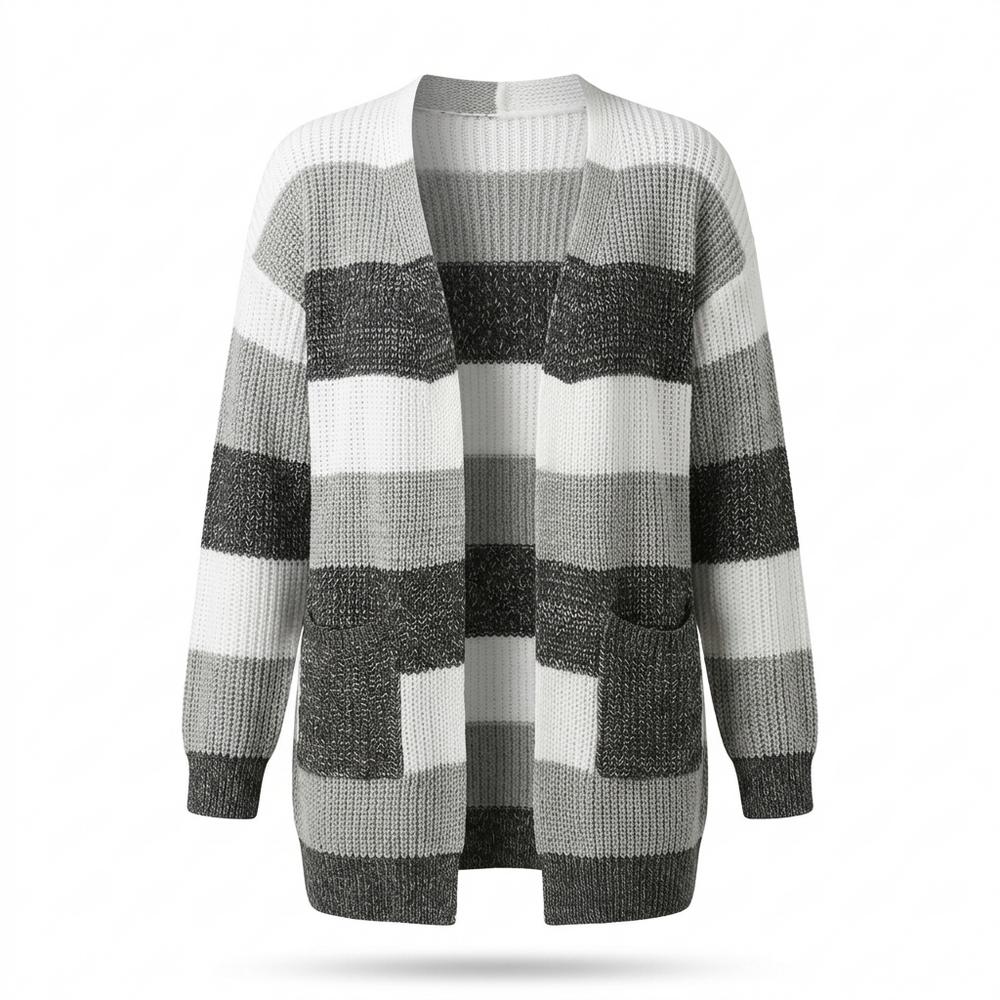 Nobleman Code - Kefom | Gestreifter Gestrickter Cardigan Damen
