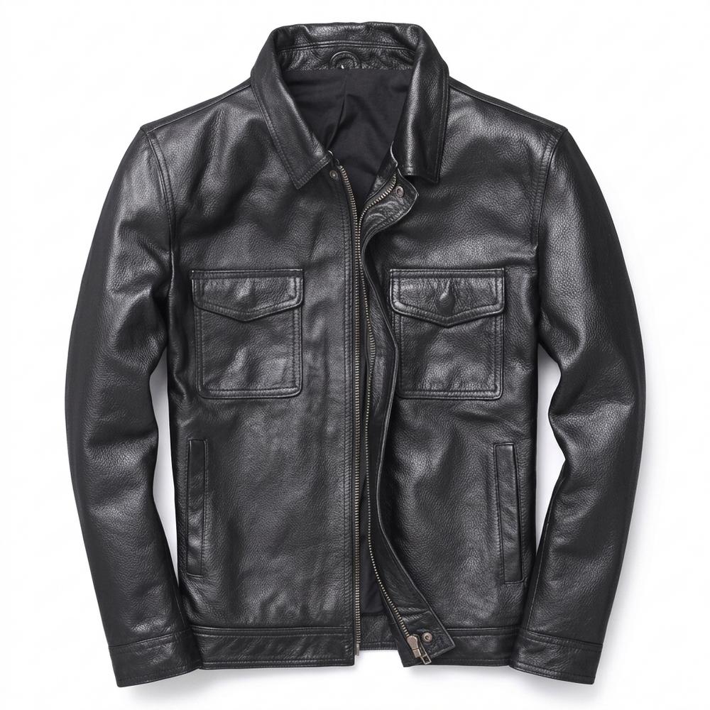 Gentleman Code - Sihak | Reißverschluss Gefütterte Lederjacke Herren