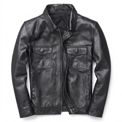 Gentleman Code - Sihak | Reißverschluss Gefütterte Lederjacke Herren