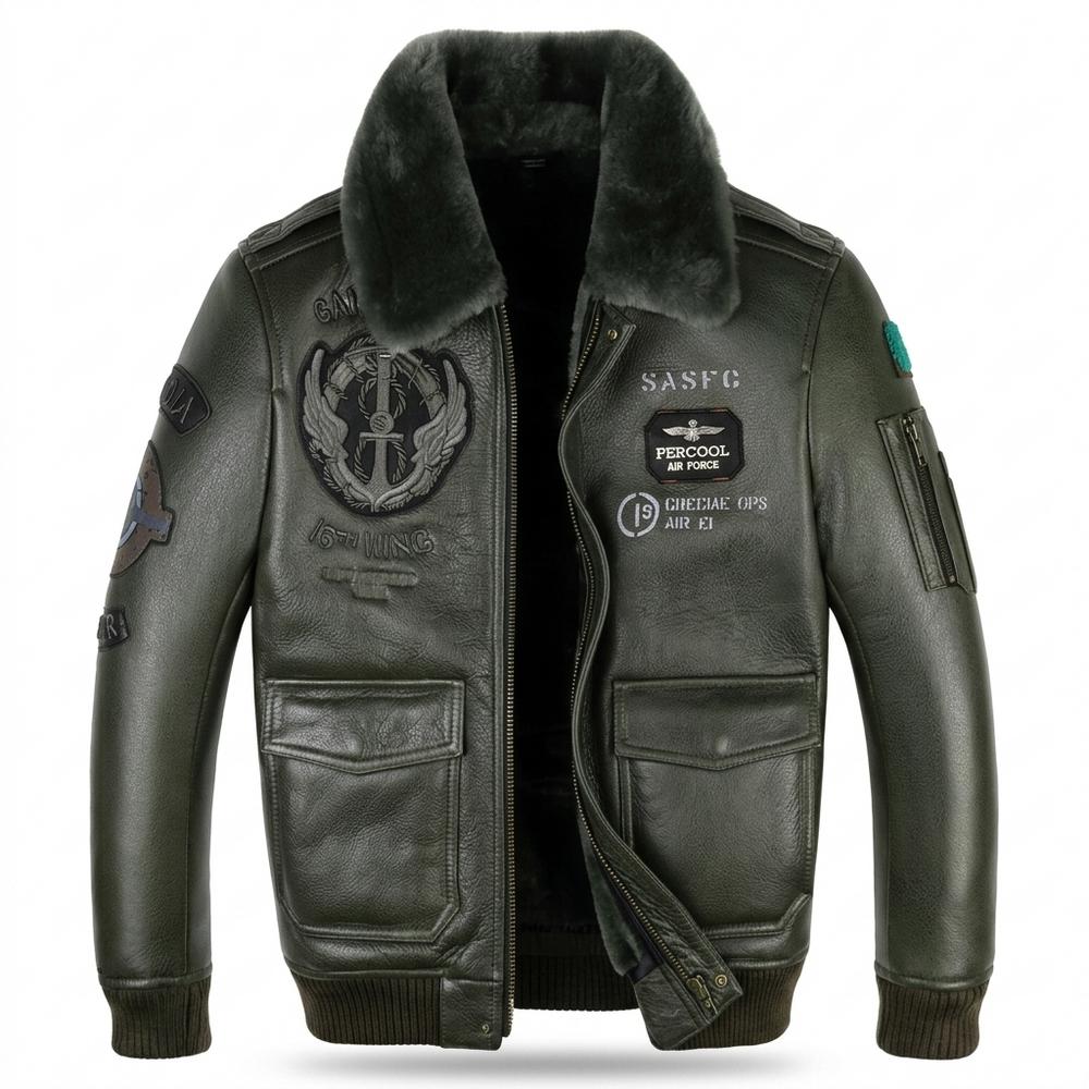 Gentleman Code - Aigad | Gefüttert Bestickt Lederjacke Herren