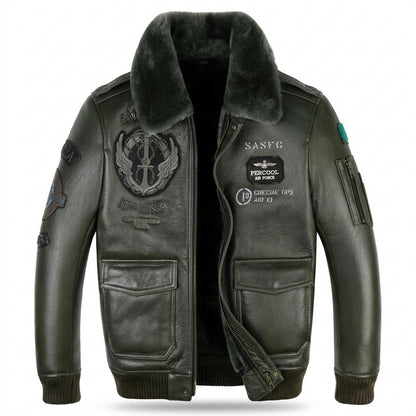 Gentleman Code - Aigad | Gefüttert Bestickt Lederjacke Herren