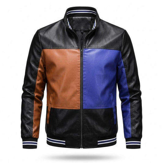 Nobleman Code - Mafuk | Mehrfarbige Kurzgeschnittene Lederjacke Herren